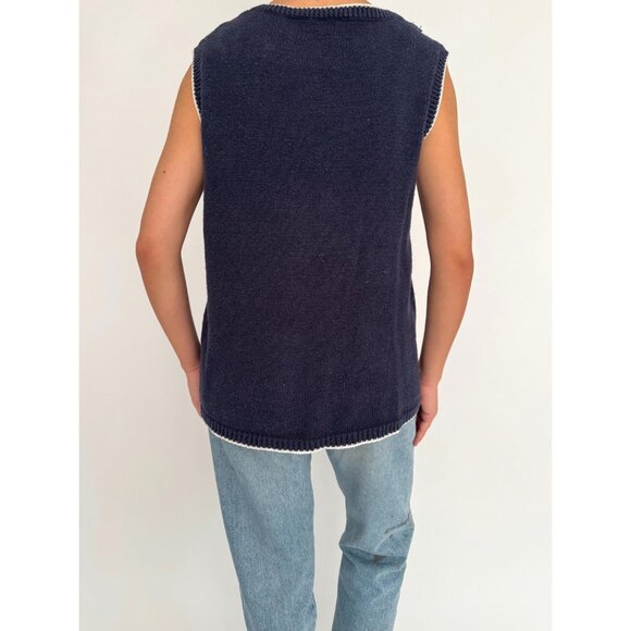 90s vintage multicolor novelty kitschy outdoor scene button up knit sweater vest - Picture 6 of 10